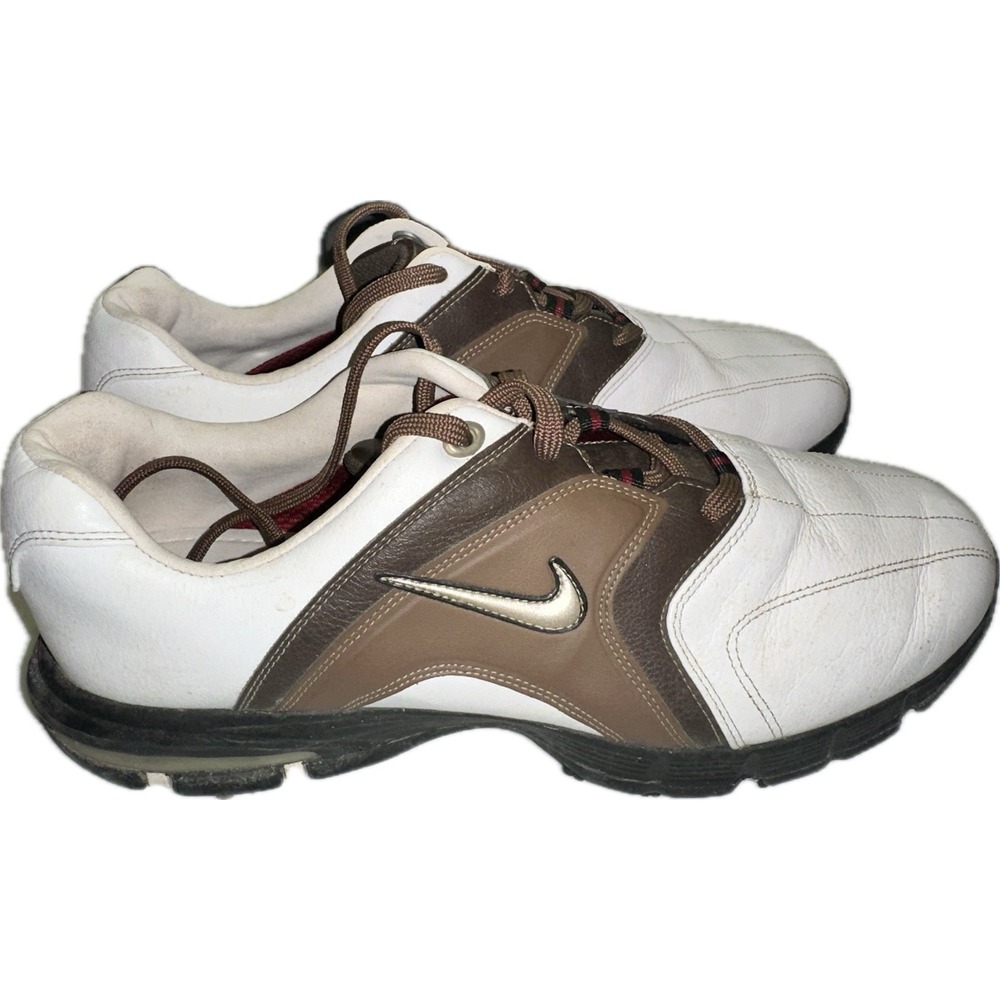 Nike Air Max Revive Brown White Leather‎ Golf Shoes 317628-102 Men's 9.5 US